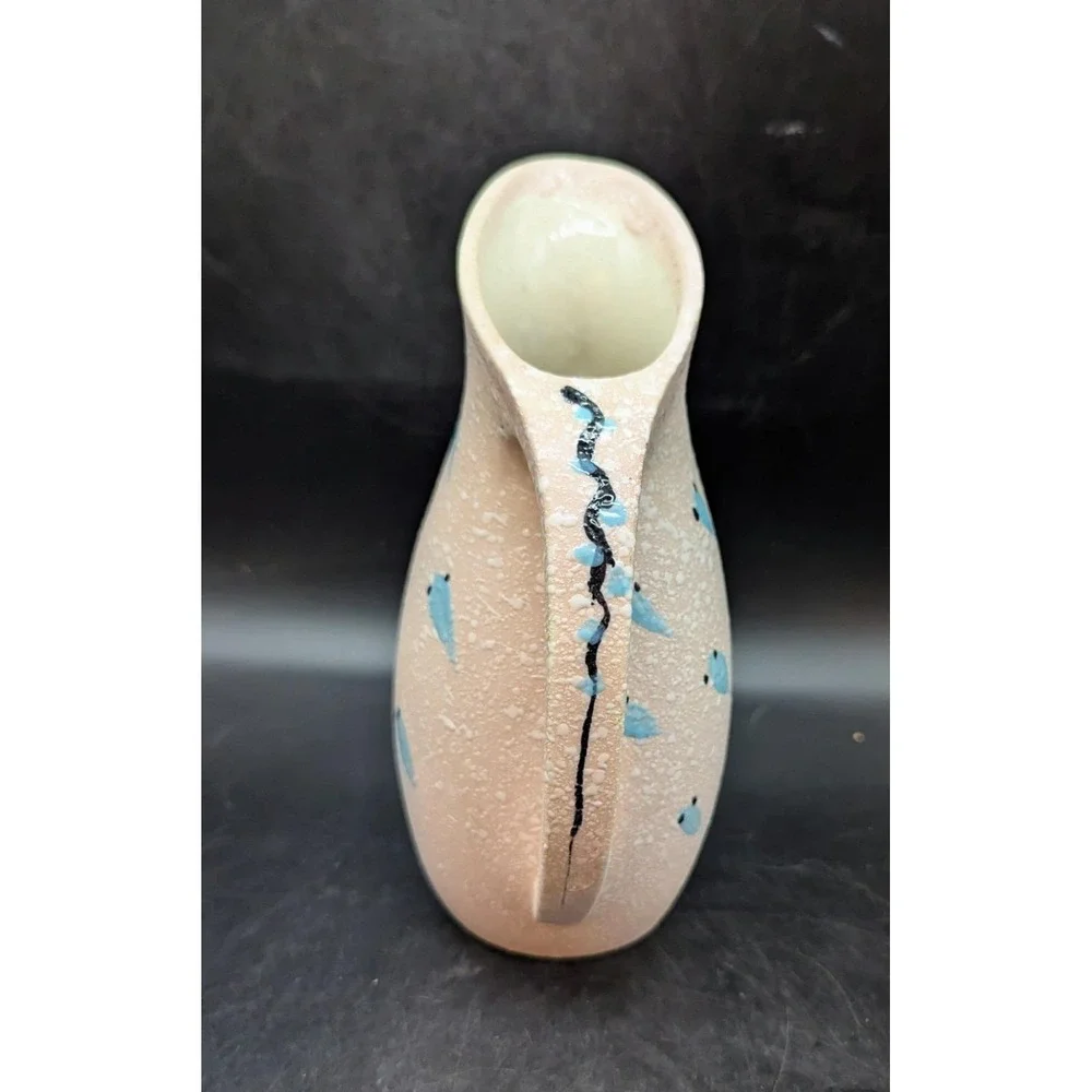 Vintage Mid Century Pink Lava Glaze Pitcher W/ Handle MCM 8.5